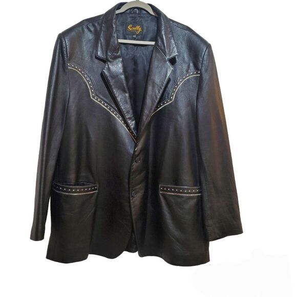 Scully Men's Vintage Western Black Leather Blazer Jacket - Picture 1 of 12